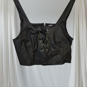 Revamped Black Lace-Up Women's Crop Top